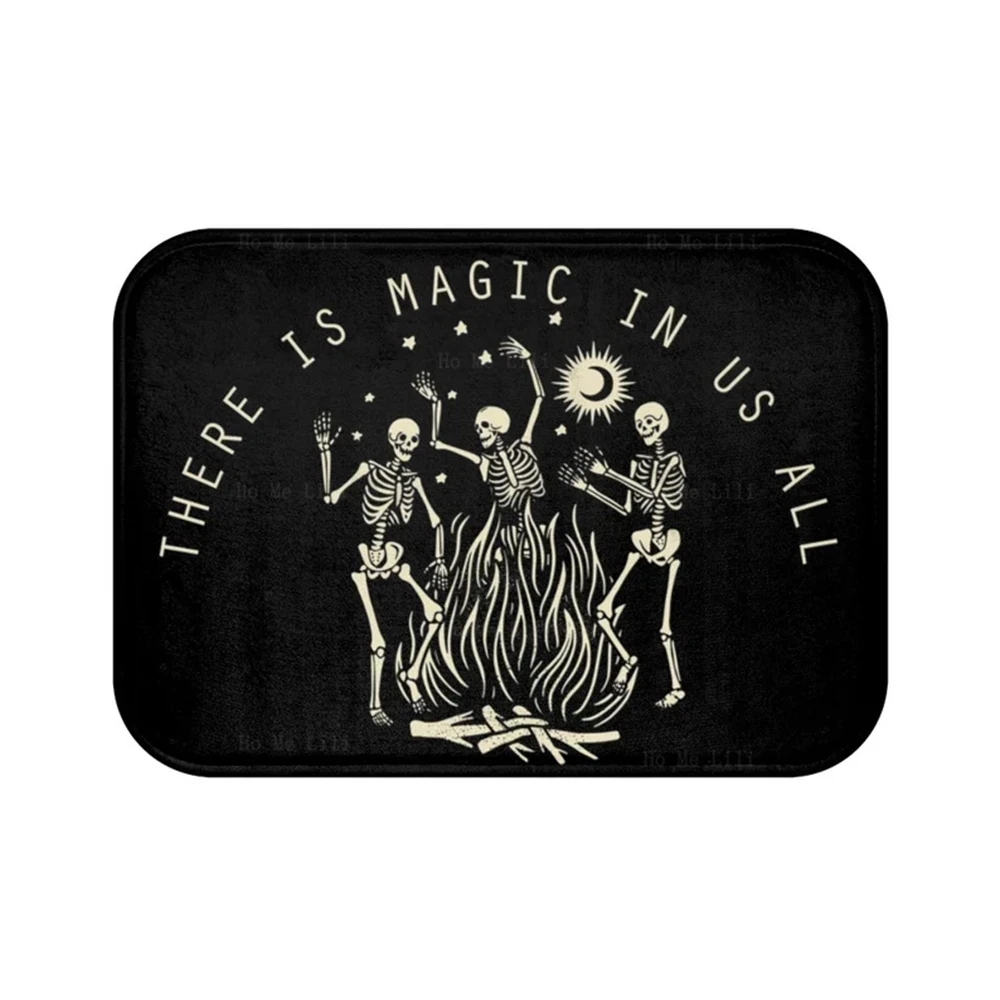 There Is Magic In Us All Boho Witchy Gothic Black Cat Orange Retro Halloween Decoration Rug