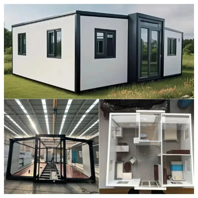 20ft المنزل الجاهز هيكل الصلب منازل صغيرة حاوية مقاومة للماء منزل 60FT وحدات المنازل الألواح الشمسية