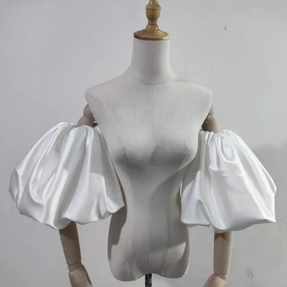 

DIY Puffy Short Sleeves Satin Elastic Bubble Sleeves Removable Party Sleeves Women Bridal Accessories