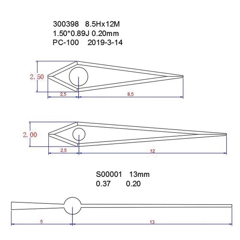 Piezas de reloj GS, mano de reloj de acero, segunda aguja azul adecuada para movimiento NH35/36