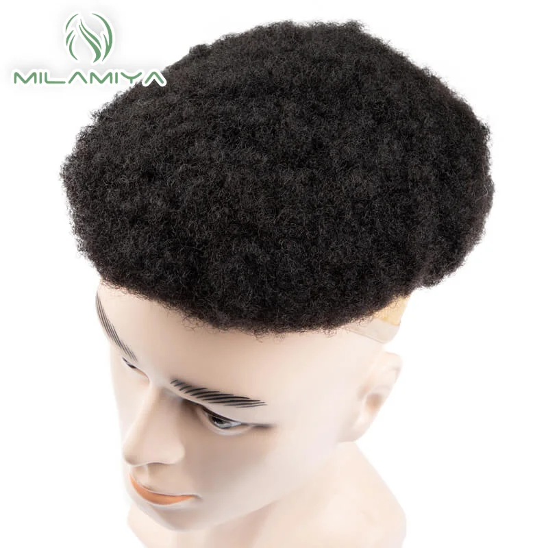 Afro Men Toupee Men's Wigs Breathable Mono Male Hair Capillary Prosthesis 6