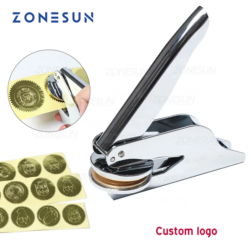 ZONESUN Custom Brass Embossing Stamp Logo Personalized Embosser Seal Stamp For Letter Wedding Envelope Document Invitation Card