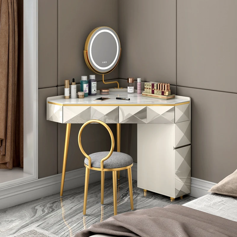 

Light luxury and minimalist modern corner dressing table storage cabinet integrated small unit bedroom triangle rock board