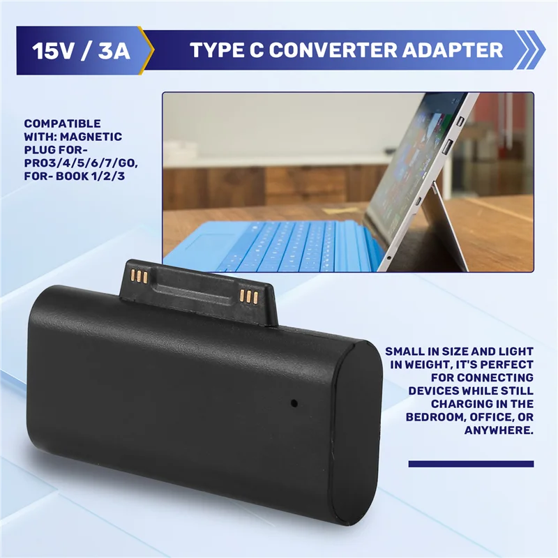 

Advanced Type C Female PD Fast Charging Plug Converter For Surface Pro 3 4 5 6 7 Book Connector, USB C Female To Surface Adapter