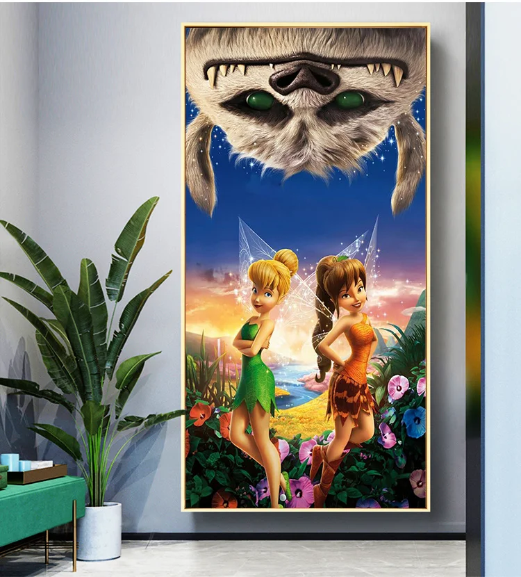 Disney Diamond Painting Tinker Bell and The Legend of The NeverBeast Full Round Diamond Embroidery Rhinestone Picture Home Decor