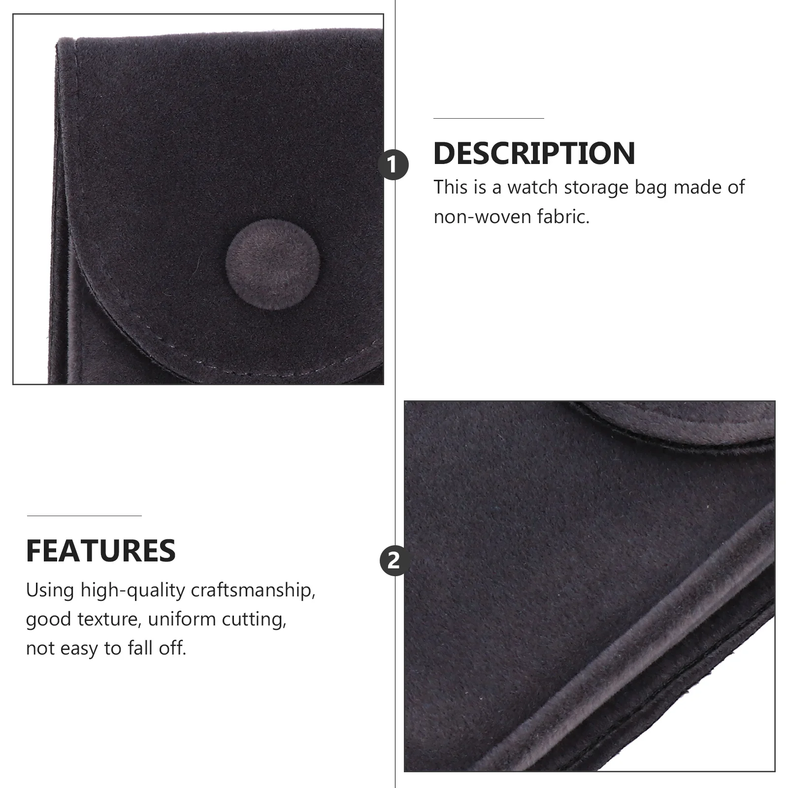 

Premium Portable Durable Non-Woven Fabric Pouch For Bracelets Pouch Dark Grey For Watch Portable Watch
