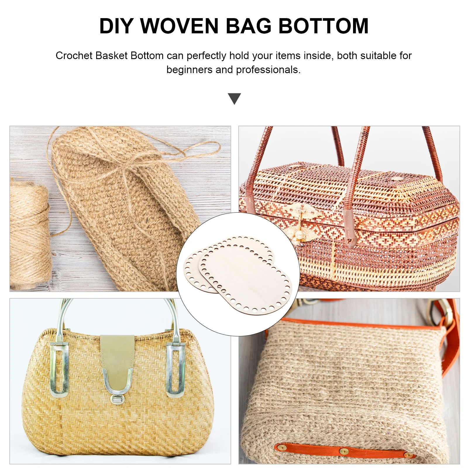 

2Pcs Crochet Basket Wood Bases Sturdy Bag Bottoms for DIY Basket Making and Weaving Weaving Bag Bottom DIY Crocheting Wood Base