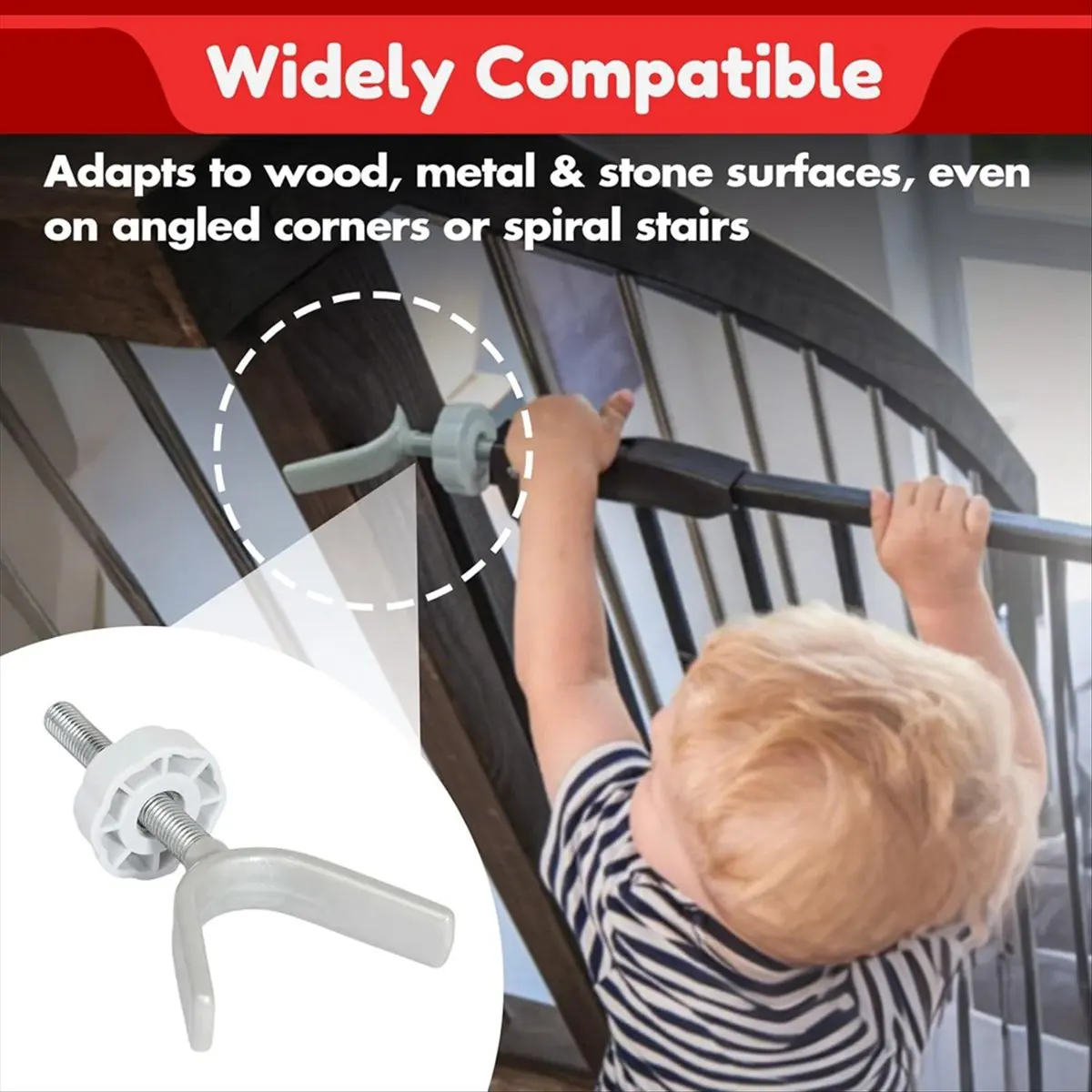 Nieuwe 4-pack babyhek leuningadapter Y-spindelstangen M10 (10 mm), schroefdraad voor op druk gemonteerde veiligheidspoorten voor baby's en huisdieren