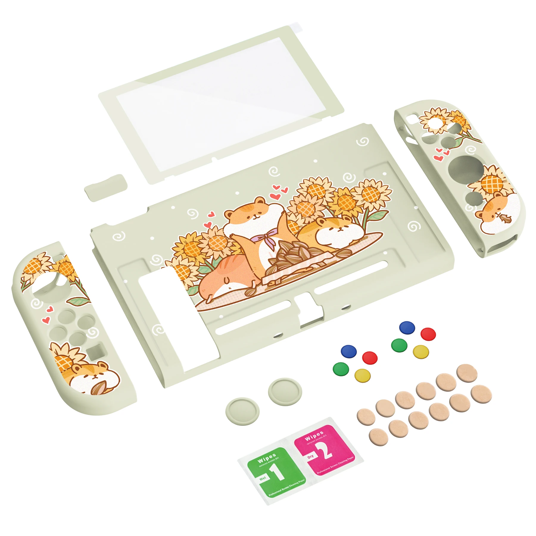 PlayVital ZealProtect miękkie etui ochronne do przełącznika z kierunkowymi przyciskami czapki i nakładki na przyciski i ochronne szkło hartowane na ekran