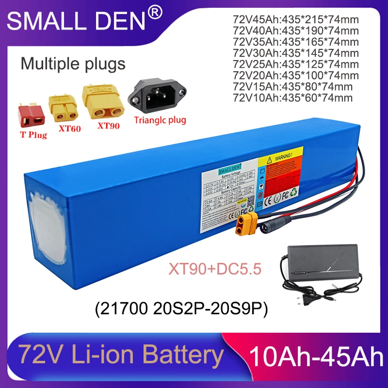 New 72V 10Ah 15Ah 20Ah 25Ah 30Ah 35Ah 40Ah 45Ah lithium battery pack 21700 20S 3000W High Power For 84V E-two wheeler/motorcycle