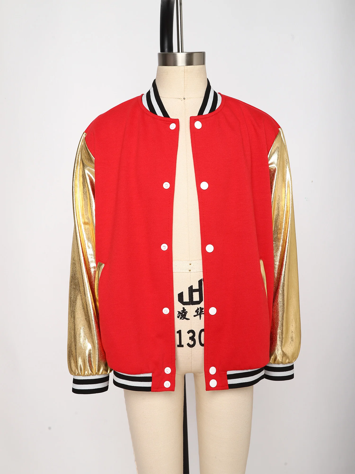 Kids Girls Shiny Metallic Hip Hop Jazz Dance Jacket Long Sleeve Zipper Bomber Coat Outerwear Disco Stage Performance Streetwear view 3