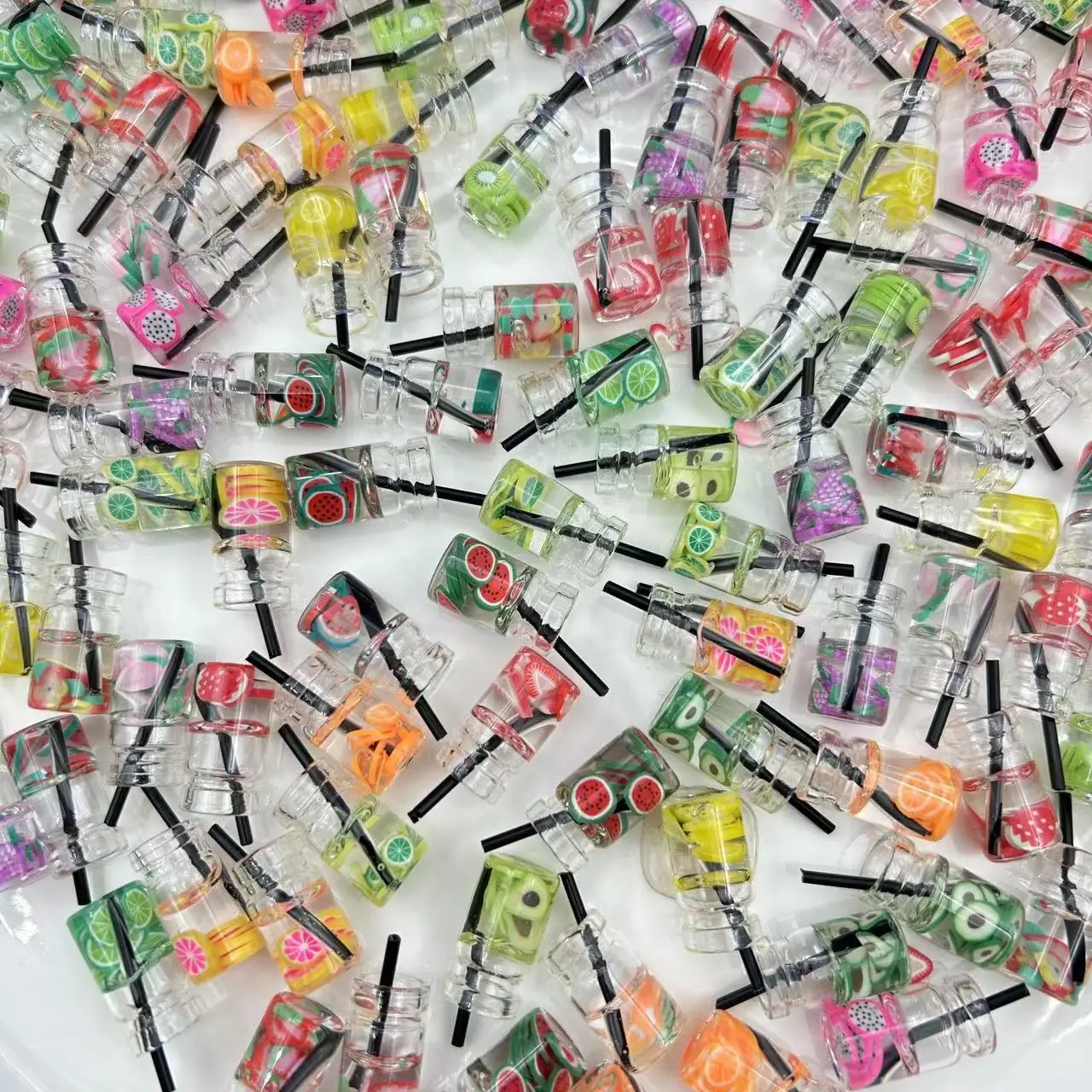 8 stücke Simulierte Fruchtsaft Tasse Flasche für Puppenhaus Figuren Miniatur Küche Spielzeug Kawaii Room Decor Zubehör – Detail 1