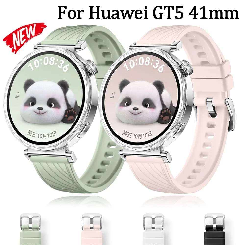 

18mm strap for Huawei GT5 Green Leaf Textured Silicone Sport Strap for Huawei GT5 41mm HUAWEI GT4 41mm strap wristband