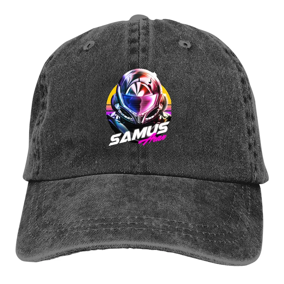 Washed Men's Baseball Cap Samus Aran Trucker Snapback Cowboy Caps Dad Hat Super Metroid Golf Hats