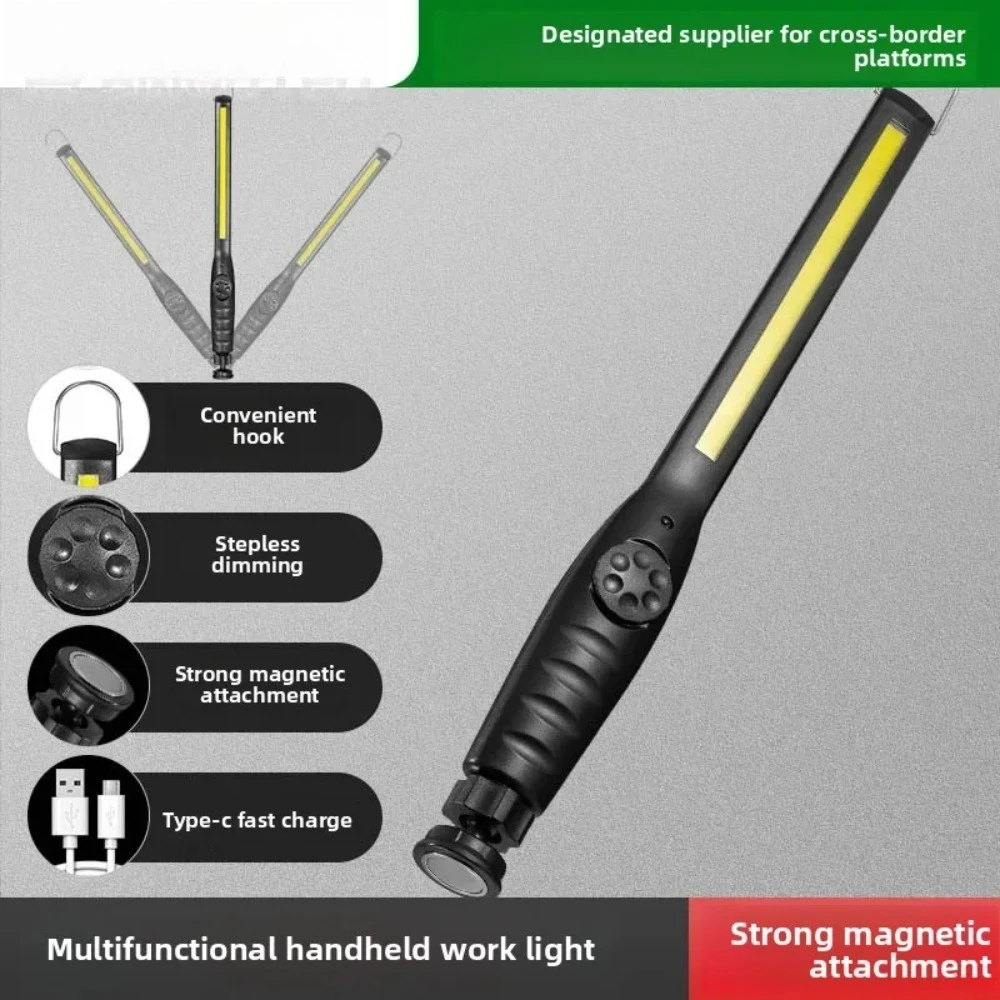 Portable COB Strip Work Light Portable Hook Infinite Dimming Light Rod StrongMagnetic Adsorption Portable Maintenance Work Light