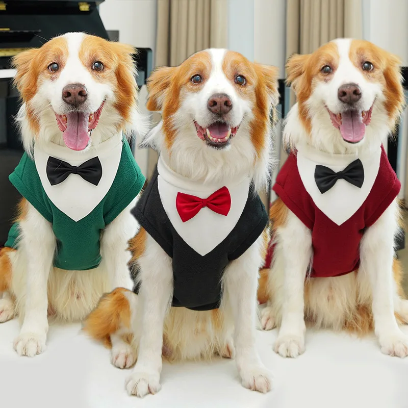 Haustier-Plüsch-Smoking-Weste, formeller Anzug für Hunde, für Golden Retriever, Labrador, Deutscher Schäferhund, Katze, Hochzeit, Party, Kostüm