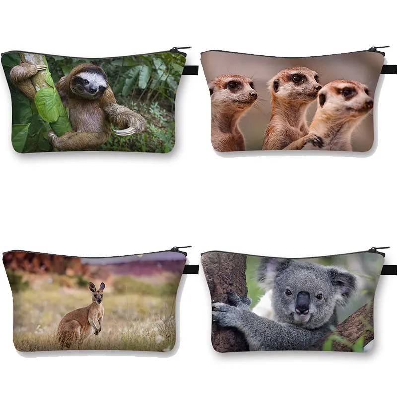 Animal Kangaroo Little raccoon Koala Printing Cosmetic Case Women Storage Bags Portable Cosmetic Bag Organizers Makeup Bags Gift