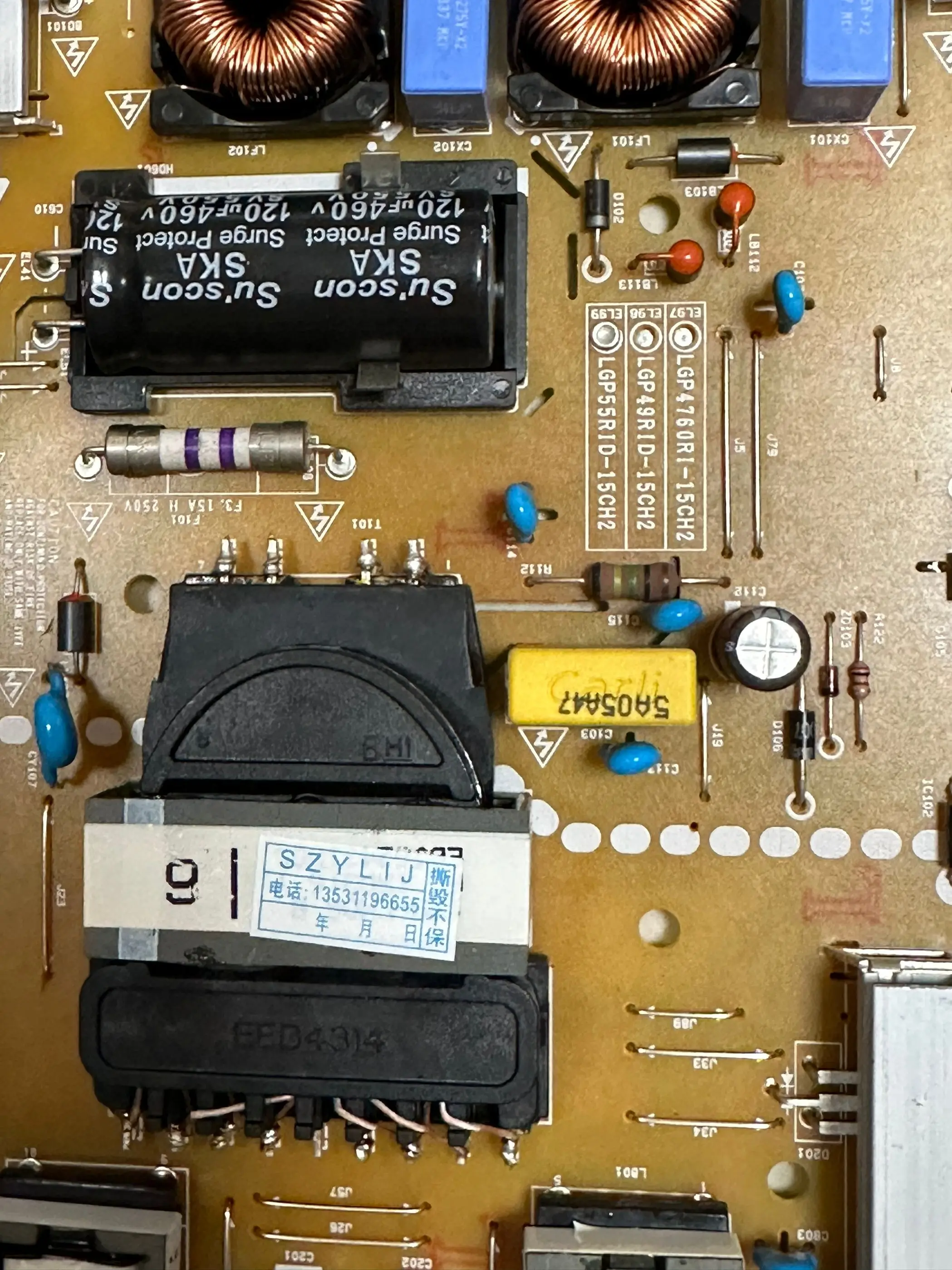 Carte d'alimentation pour test 100% d'origine 55LX34/s/50LF5600 carte d'alimentation EAX66203101 point LGP55RID-15CH2