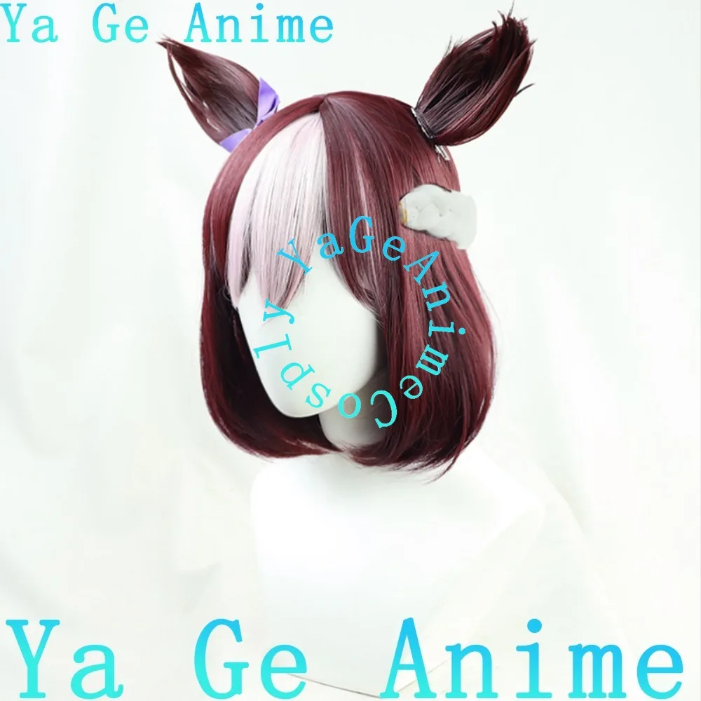 Wig Cosplay Uma Musume Pretty Derby Special Week dengan Ekor dan Hiasan Rambut, Cocok untuk Pesta Halloween dan Karnaval, Rambut Sintetis