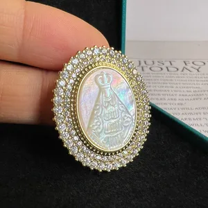 Colar Concha de Pérola Pingente para Mulheres, São Bento, Medalhas Religiosas, Virgem Maria, Guadalupe, Amuletos de Mãe Natural, Presente 6 principais vendas imagem santa muerte - №5