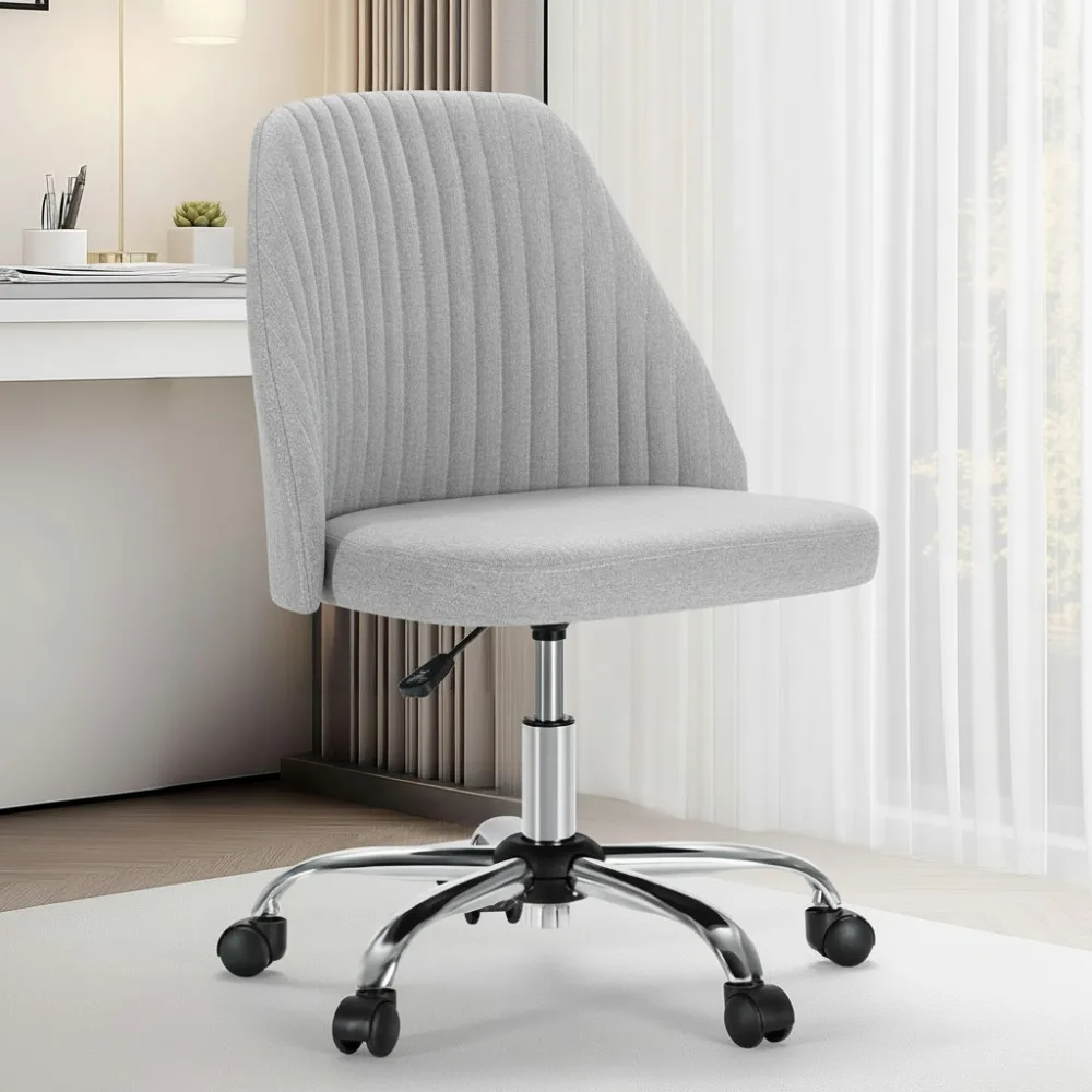 كرسي مكتب بدون ذراع مع عجلات، مقعد مهام دوار قابل للتعديل للمساحات الصغيرة، تصميم قماش حديث #1