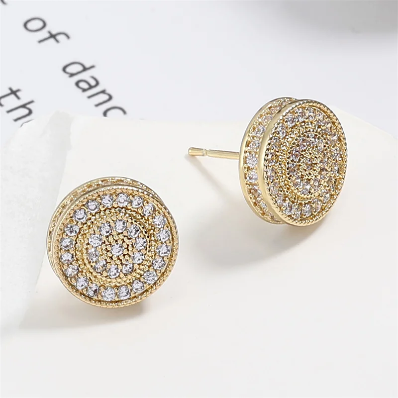 ZAKOL Exquisite Round Micro inlay Zircon Stud Earrings for Women Fashion Geometric Full CZ Earring Wedding Party Jewelry