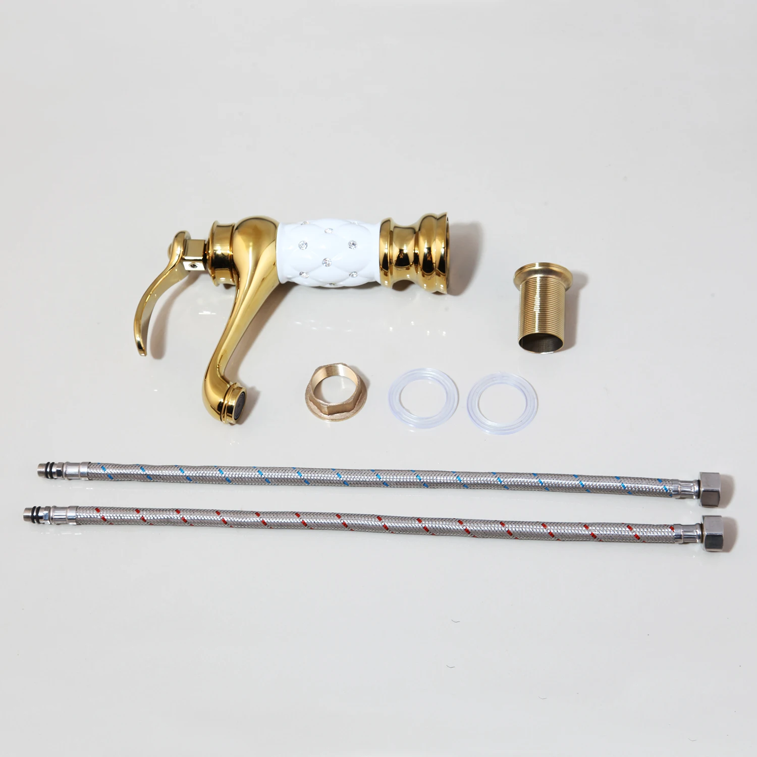Torayvino Luxury European Bathroom Basin Diamond Faucet Gold Brass Vessel Sink Faucets Sink Hot Water Faucet Mixer Tap