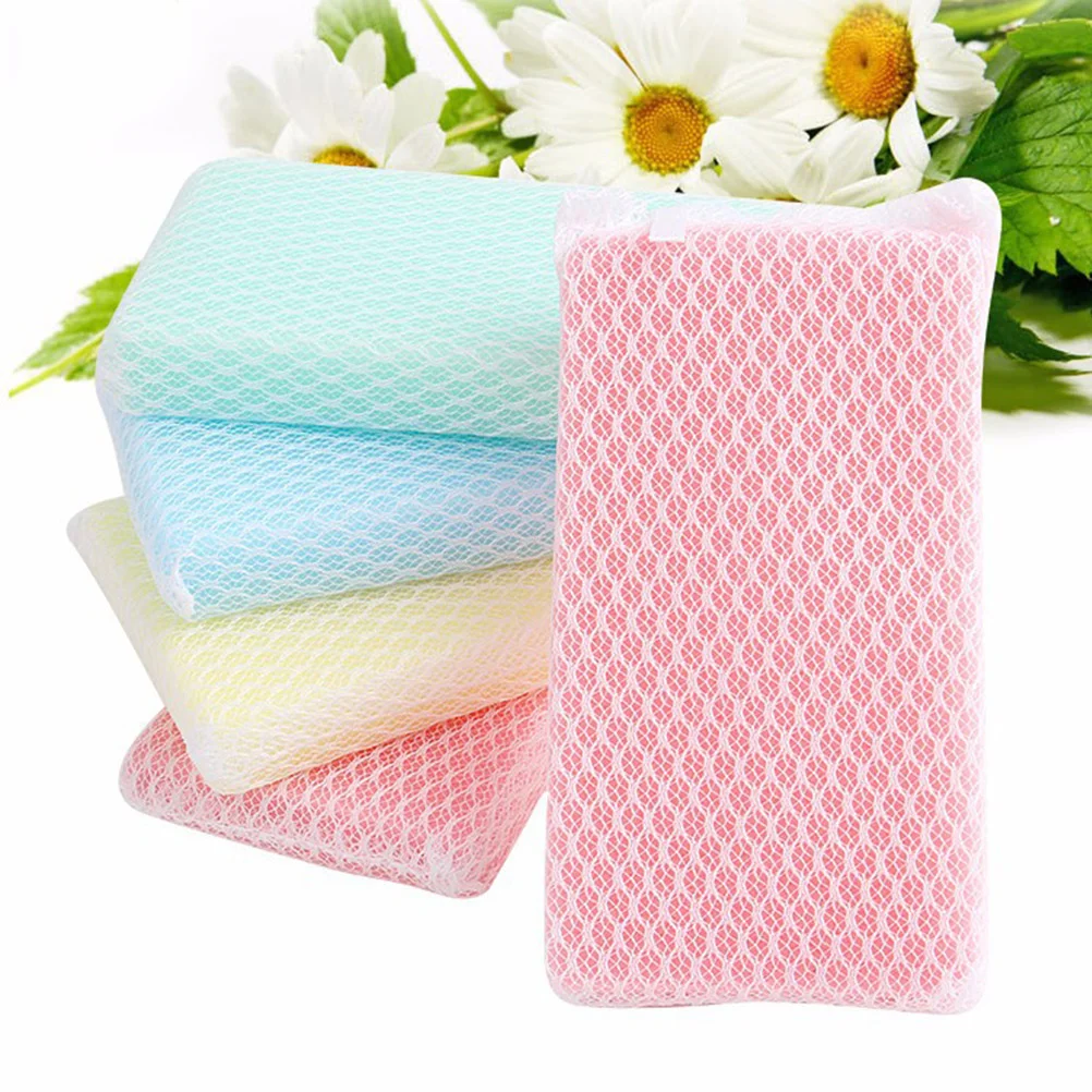 5pcs Net Cleaning Sponge Simple Practical Kitchen Cleaning Sponge for Dish Cup Bowl (Random Color)