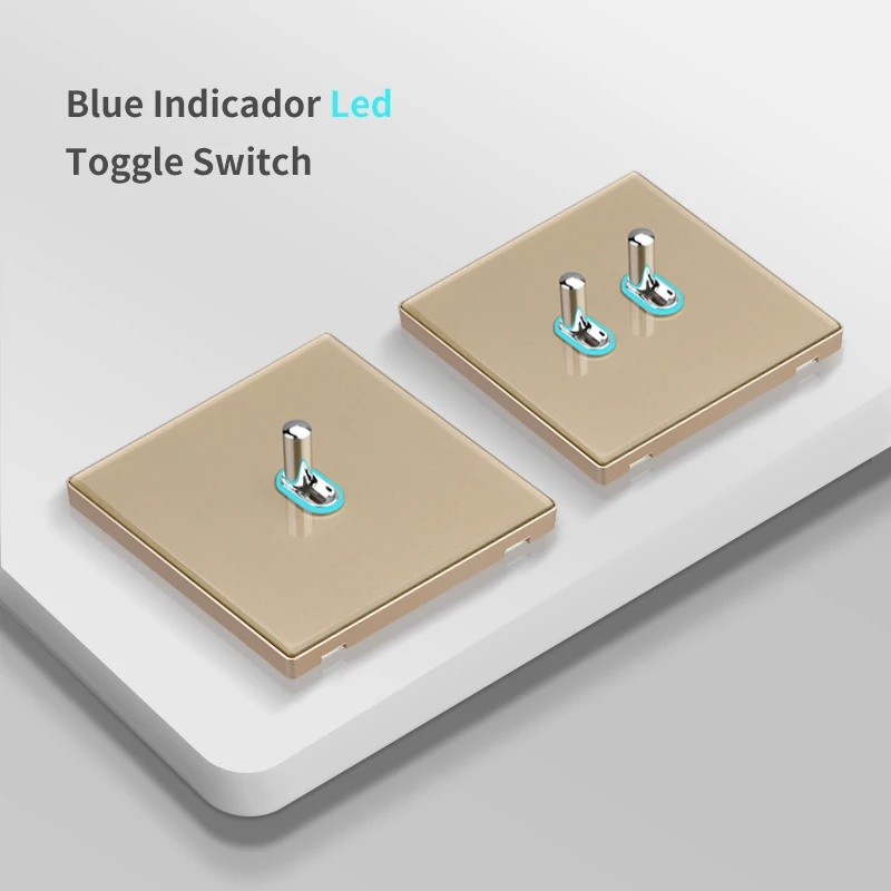 

Golden glass sliding wall light LED light switch EU UK standard switch socket universal 16AUSB Type-C plug villa decoration