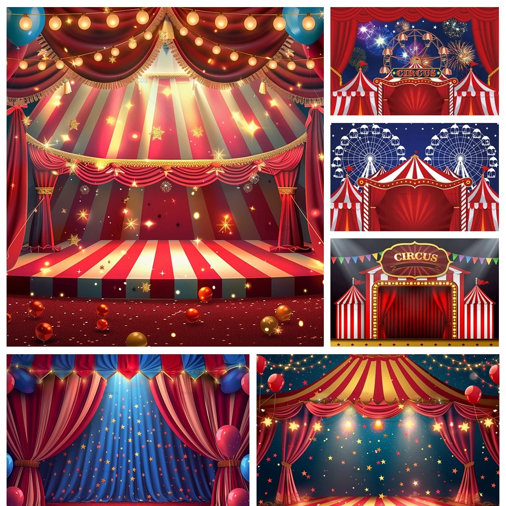 Circus Celebration Backdrops Vibrant Themes for Newborn Baby Birthday Custom Photography Carnival Photocall Studio Decor