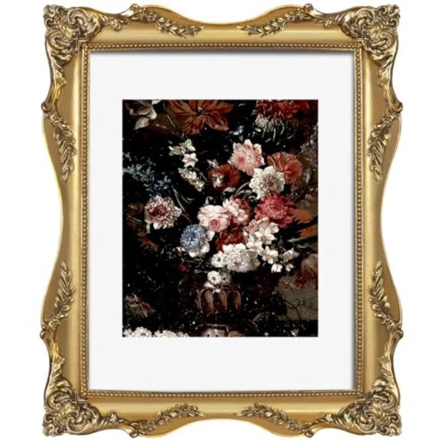 

Винтажная фоторамка 11x14 с подложкой для фотографий 8x10 или 11x14, из настоящего стекла, в стиле барокко, готика, викторианский стиль, для настенного размещения