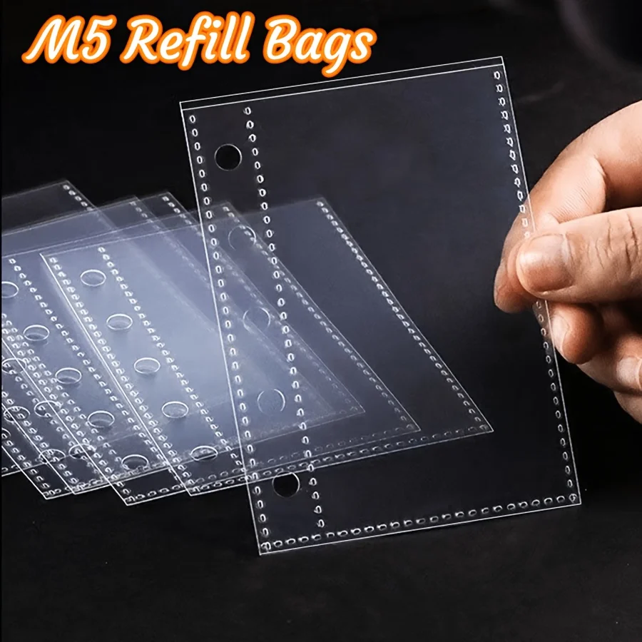 10/20/30pcs M5 Double-Sided Loose-Leaf Storage Bags,for Binder Expansion & File Organization, Interior Drawer Storage Solution