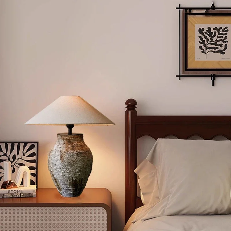 

SANDYHA винтажный японский керамический торшер светодиодный дизайн керамической банки элегантное внутреннее освещение спальня гостиная стильный дом