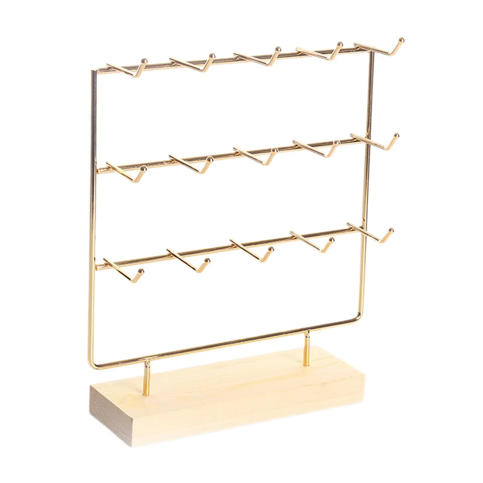 3 Tier Earring Organizer Stand Storing Earrings Wooden Base Jewelry Holder Organizer for Photo Selling Store Tradeshow Showcase