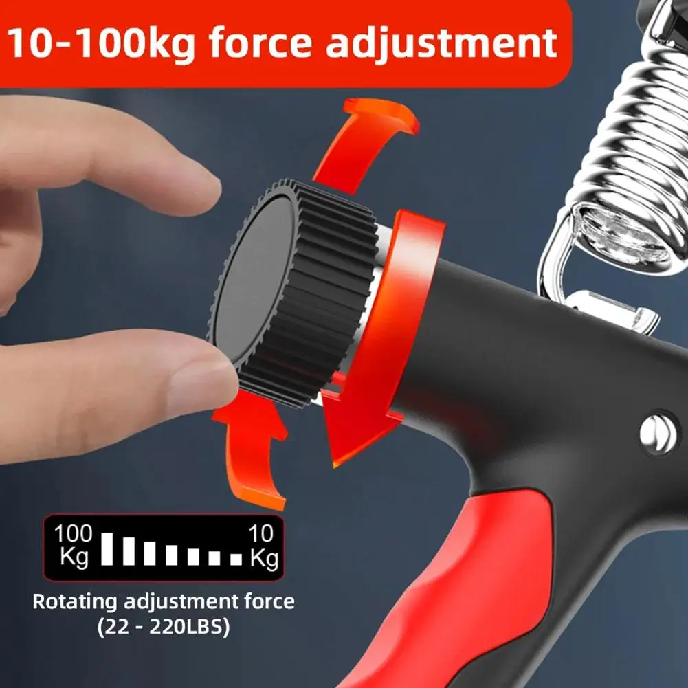 10-100kg Adjustment Hand Grip Strengthener Hand Counter Forearm Exerciser Wrist Arm Muscle Bodybuilding Finger Expander Train