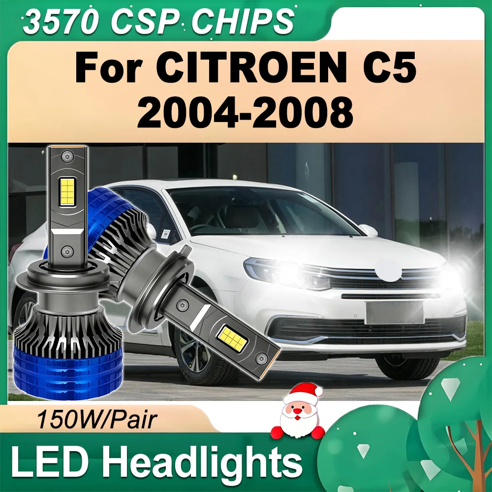 

2PCS High Power Front Headlamps 20000LM 6000K Super White LED Headlights Plug and Play 3570 CSP Chips For CITROEN C5 2004-2008