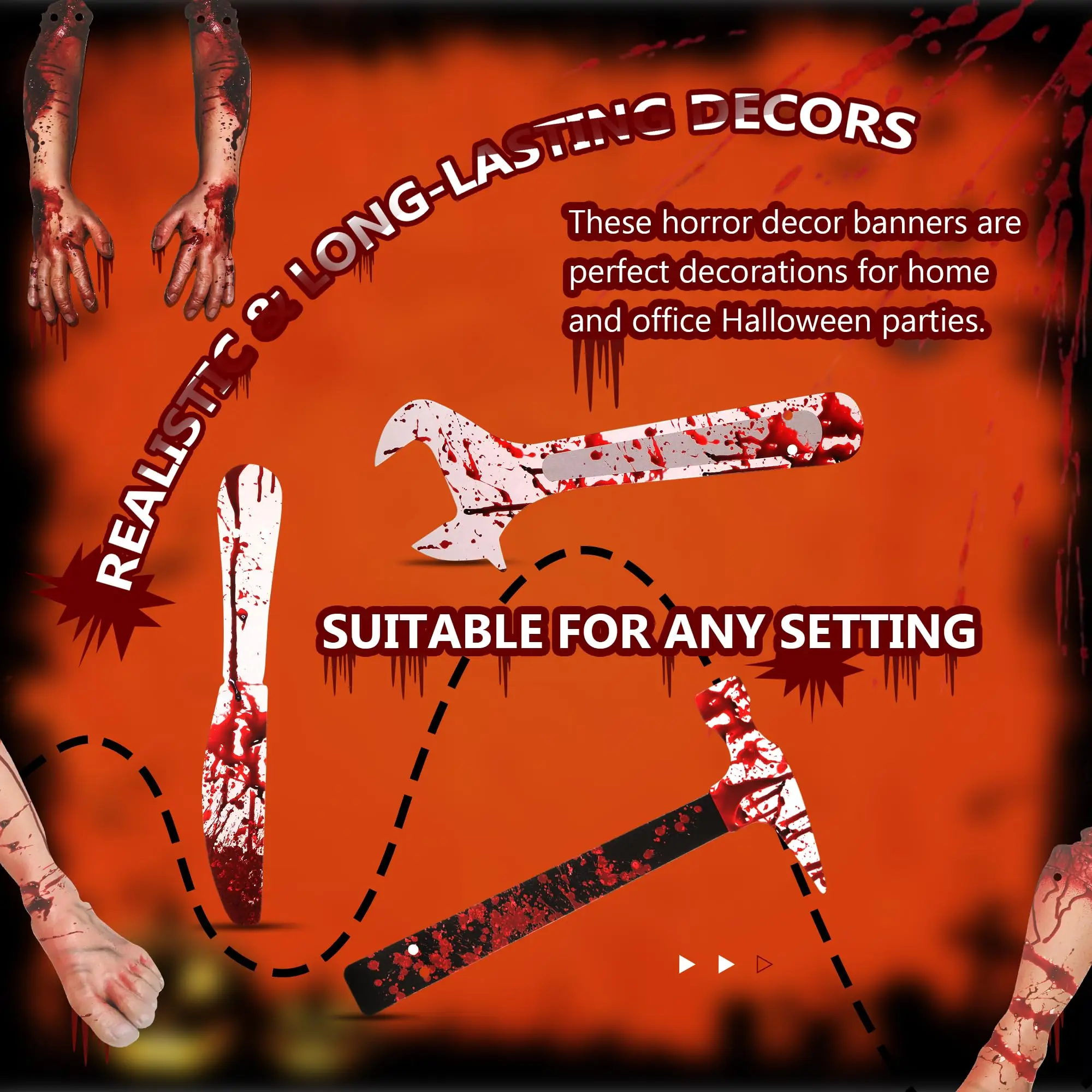 46pcs Bloody Knife Garland For Halloween Party Decorations Eerie And Gory Halloween Decoration