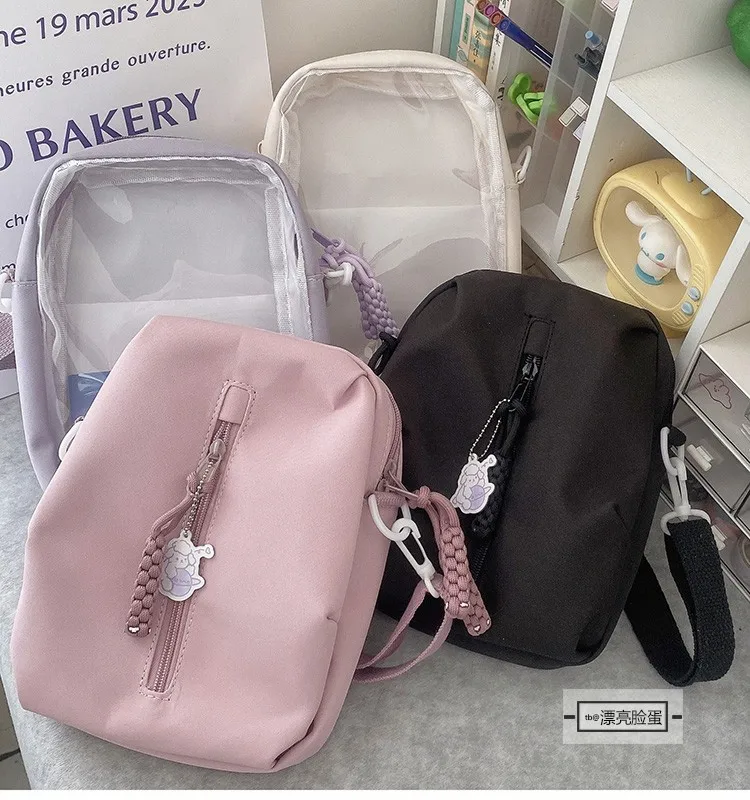 Transparent Bag Messenger Ita Bags Female Summer Ins Japanese Small Fresh Leisure Bags Cute Girl Mobile Phone Doll Bag