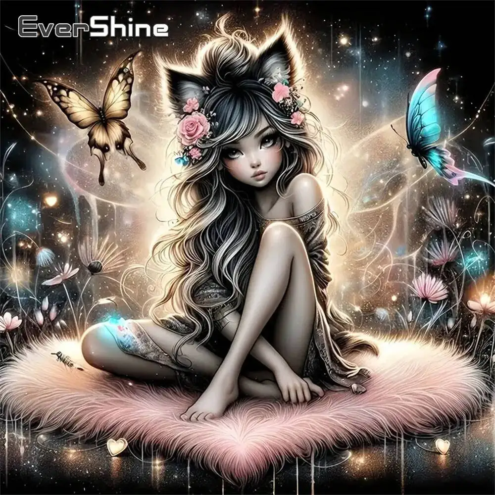 Evershine Diamant-Gemälde, Hund, Tier, Cartoon, komplett, quadratisch, rund, Diamant-Mosaik, Badezimmer, DIY-Bastelset, Heimdekoration