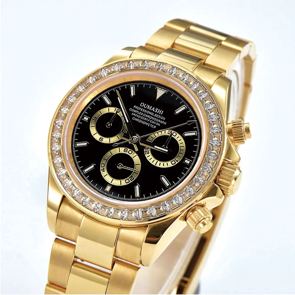 นาฬิกาข้อมือผู้ชายหรูหราขนาด 39 มม. รุ่นใหม่ โครโนกราฟ นาฬิกากันน้ำ ระบบกลไก กระจกแซฟไฟร์ กลไก 7750 / 4613D