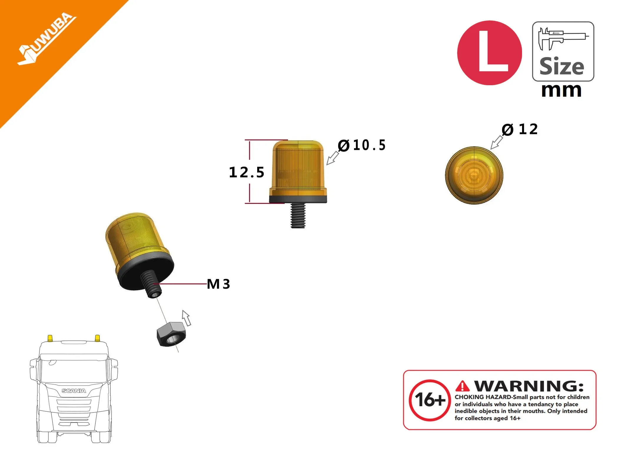 LED Rotating Light Engineering Lights Warning Light for 1/14 Tamiya RC Truck Trailer Tipper Scania Actros Volvo MAN Car Parts