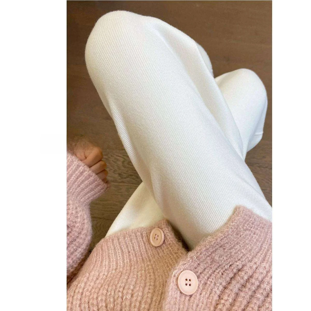 Pantalon tricoté à jambes larges pour femmes, longueur étendue, taille haute, drapé, droit, coupe ample, Ultra Long, 80