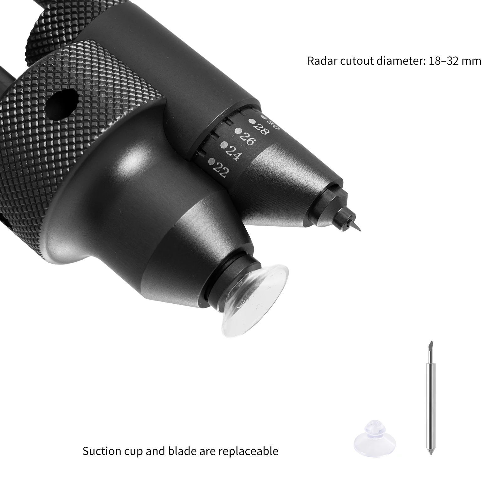 Verstellbarer 18-32mm PDC-Parksensor-Lochschneider für PPF-Vinyl-Autofolierung, Fenstertönung, Auto-Detailing, Folienmontage, Schneidewerkzeug – Detail 4