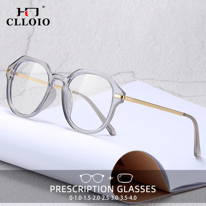 

CLLOIO Women's Fashion Reading Glasses TR90 Polygon Blue Light Blocking Eyewear Frame HD Myopia Hyperopia Prescription Glasses