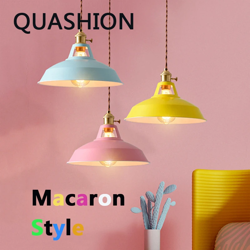 Macaron Chandeliers Nordic Iron LED Pendant Light toi Bedroom Living Room Dinning Table Colorful Lighting Home Decor Drop Lamps