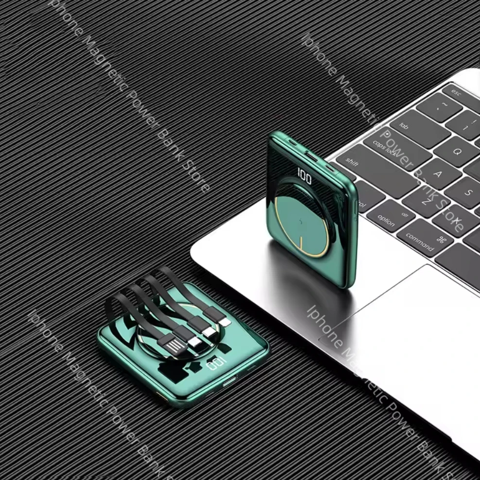 

Mini Power Bank 50000 мАч Qi Беспроводное зарядное устройство Powerbank с кабелем Быстрая зарядка для iPhone 16 pro X Samsung S25 Xiaomi Powerbank