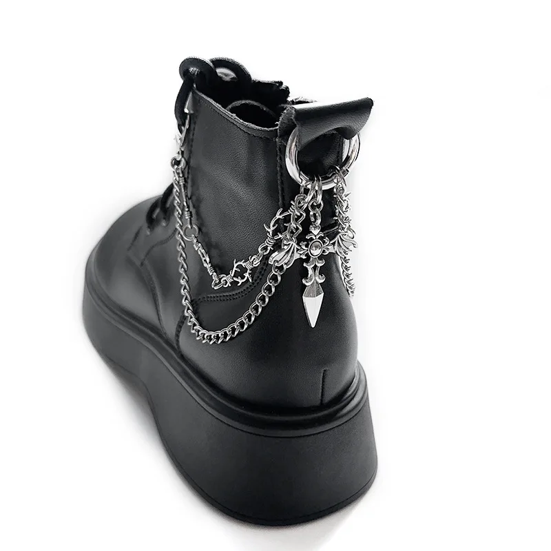 Devil Wings Cross Skull Punk Shoe Buckle Retro Thorn Stainless Steel Chain Boots Accessories Men Women Charm Clips Gifts Jewelry