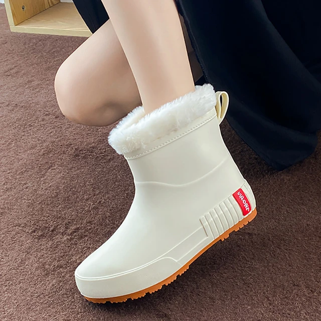 Women s Winter Rubber Boots Fur Winter Galoshes Women s Rubber Winter Woman Warm Aliexpress