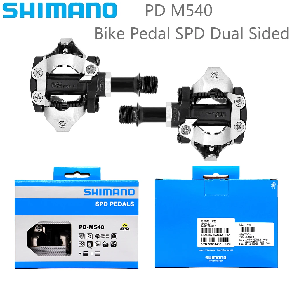 Pedal de bicicleta SHIMANO PD M540 MTB Pedal de bloqueo automático de doble cara para piezas originales de bicicleta de montaña