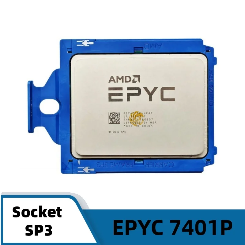 AMD EPYC 7401P وحدة المعالجة المركزية 2.0 جيجا هرتز 64 متر كاش 170 واط 32 النوى 64 موضوع المقبس SP3 LGA4094 2.0 جيجا هرتز EPYC7401P